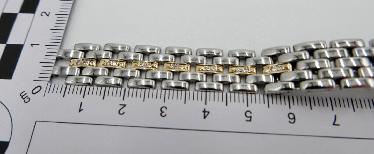 Vintage Cartier Panthere Brillanten Stahl / Gold 12 mm Armband Damen Bracelet - Antikhandel-Stuttgart