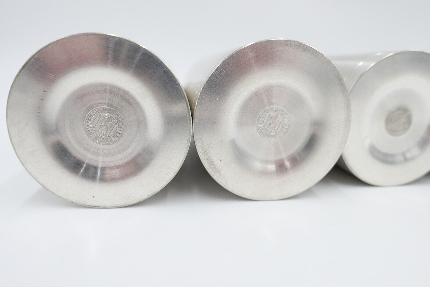 NEUwertig 6 Stück Royal SELANGOR PEWTER Zinn Tinn Becher Palmen Meer - Antikhandel-Stuttgart