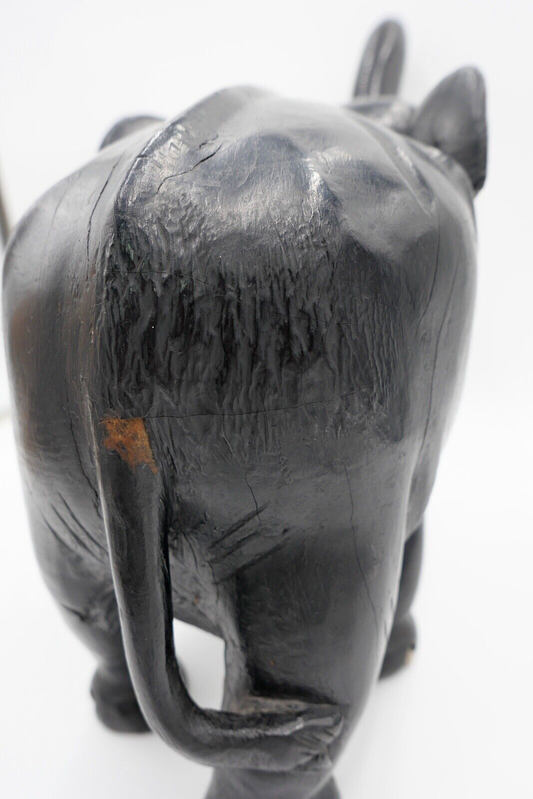 Großer massiver antiker Afrikanischer Holz Elefant 48x38 cm beschichtet 6,1 Kg - Antikhandel-Stuttgart