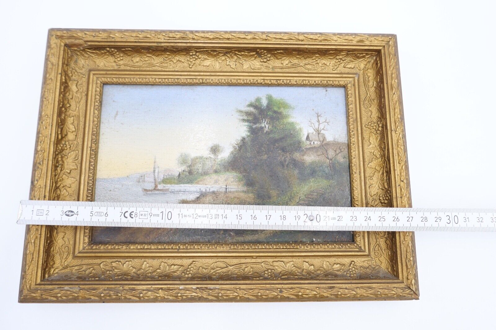 kleines Ölgemälde Öl auf Holz sig. C. Halm Landschaft Dünen Hafen very. Dänemark - Antikhandel-Stuttgart