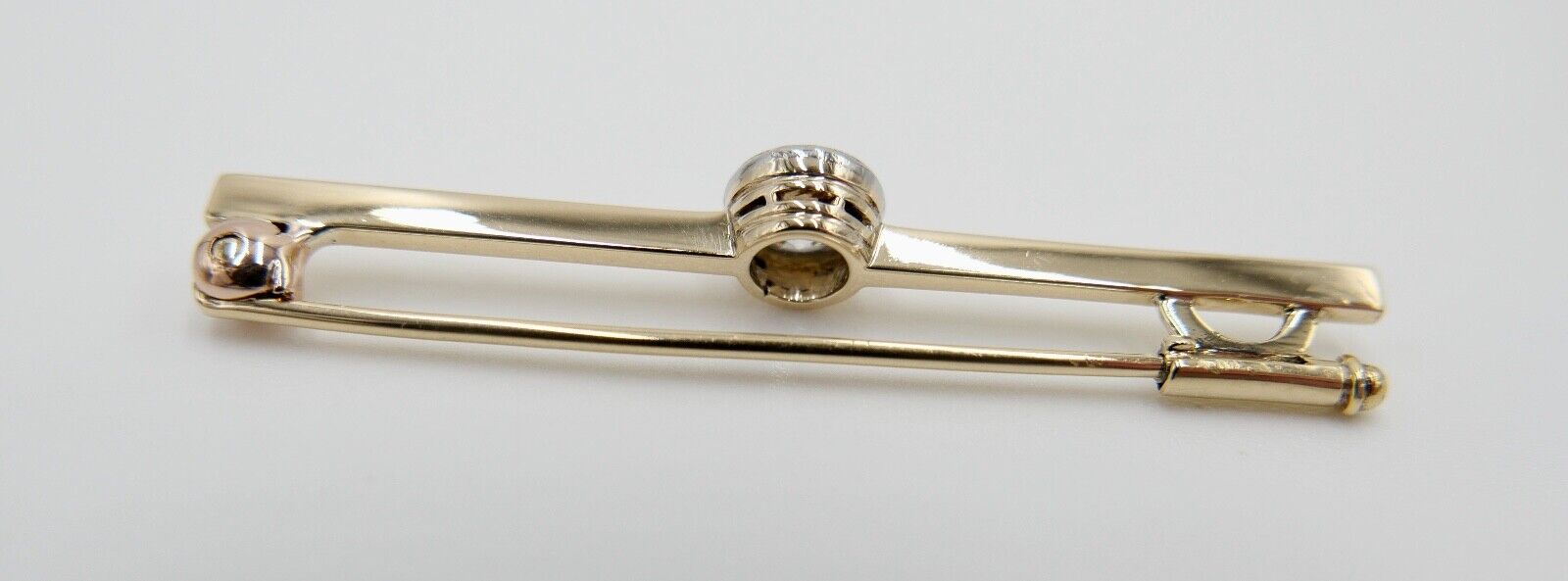 Alte Stabbrosche Bajonettverschluß 0,75 Ct Altschliff Diamant 45mm 585 14K Gold - Antikhandel-Stuttgart