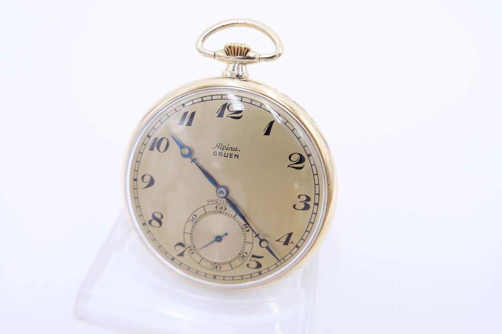 Taschenuhr Alpina Grün 585 / 14K GOLD 45mm Ultra Verithin Precision / UV Uhrwerk - Antikhandel-Stuttgart