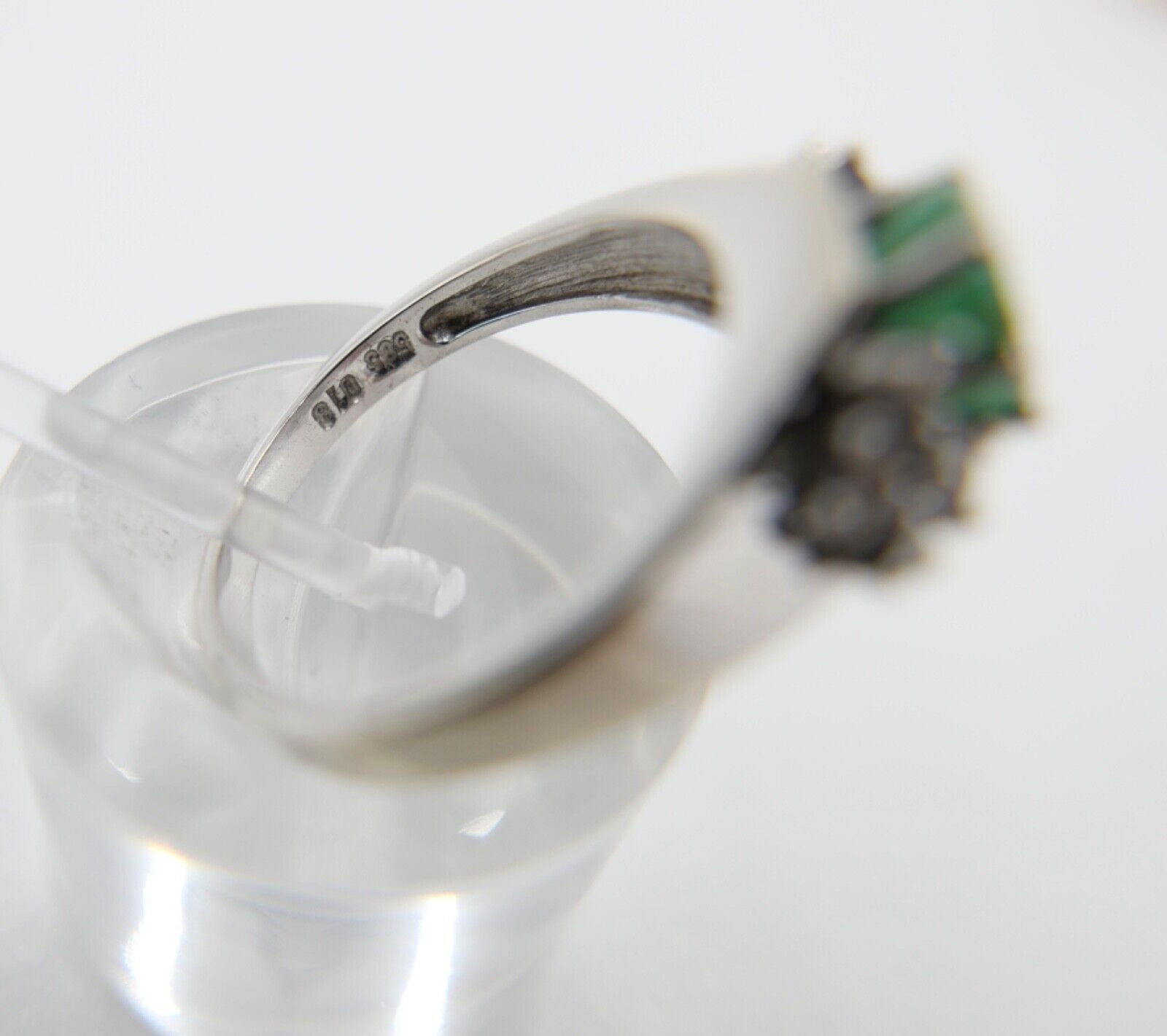 Weißgold Damen Ring mit Diamant / Brillant & Smaragd 585 14K Gr. 55 1,03 Ct - Antikhandel-Stuttgart