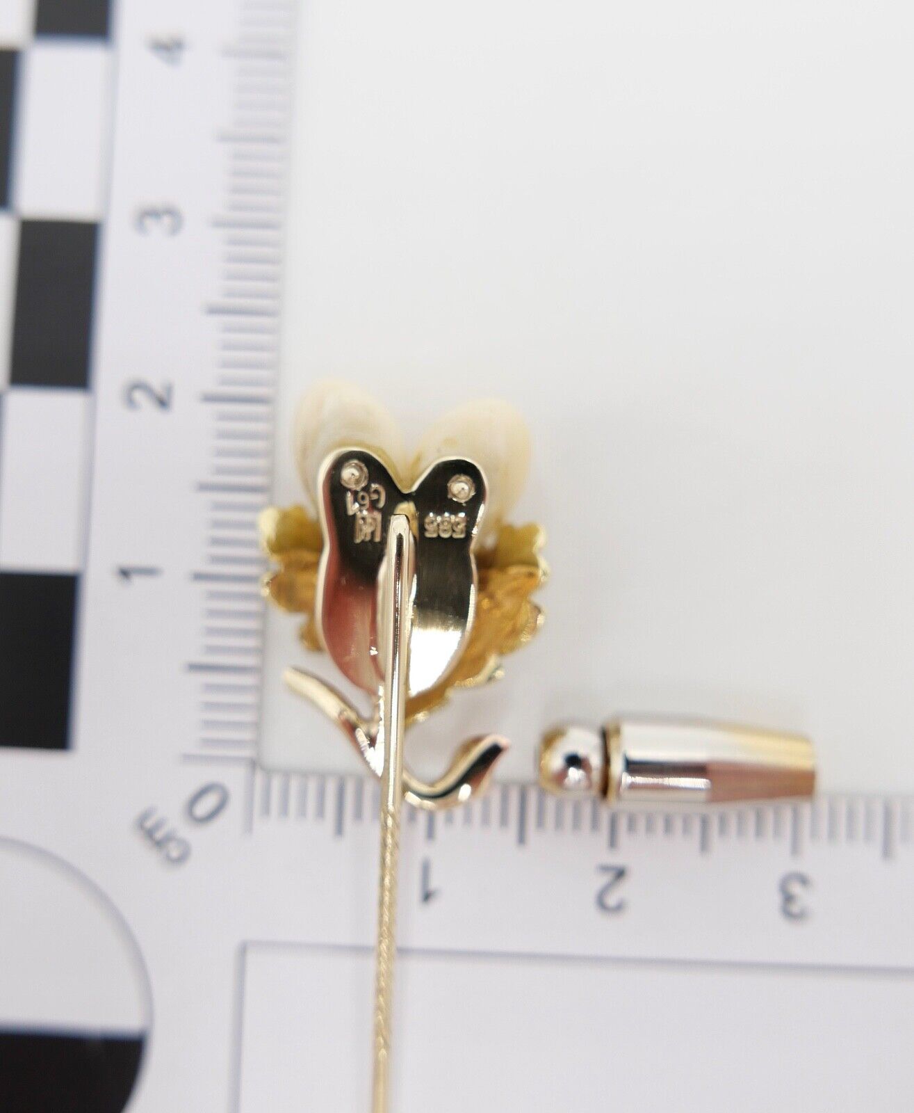 Grandel / Grandl 585 14K Gold Schmuck Brosche Anstecknadel 58,5 mm - Antikhandel-Stuttgart