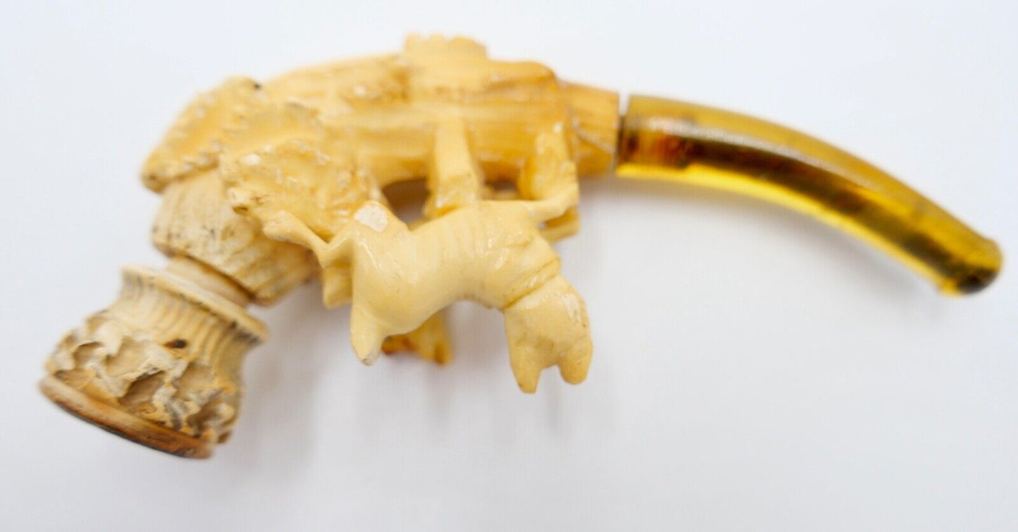Alt Antike Meerschaumpfeife Pipa Pipe Hundmotiv Pfeife - Antikhandel-Stuttgart