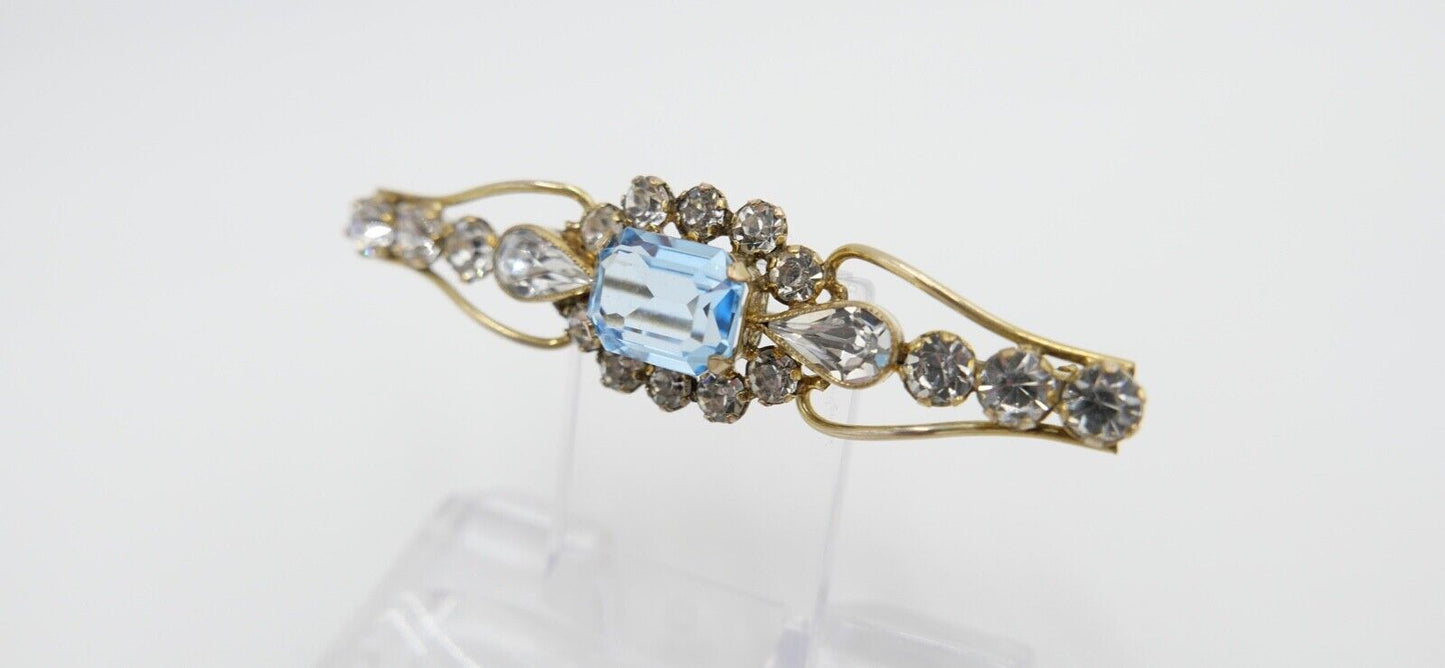 schöne alte Brosche ADbl vergoldet mit Glassteinen 58mm - Antikhandel-Stuttgart