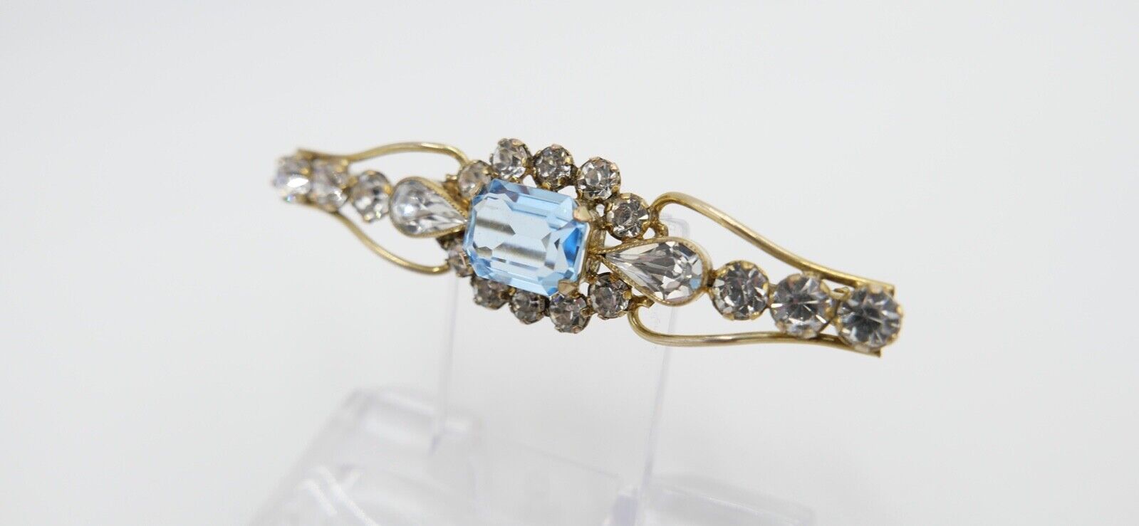 schöne alte Brosche ADbl vergoldet mit Glassteinen 58mm - Antikhandel-Stuttgart