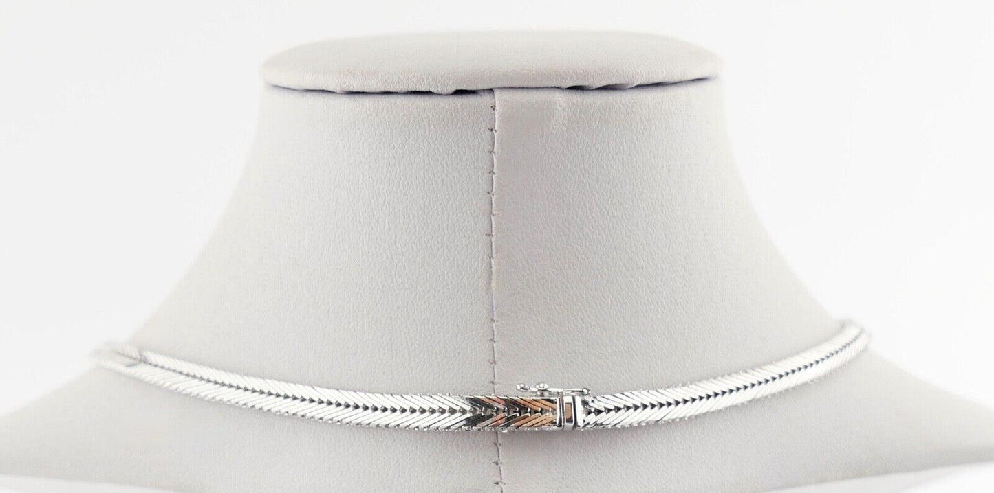 Massives Weißgold Brillant & Saphir Collier 585 14K Klassiker 1970er Jahre 45 cm - Antikhandel-Stuttgart