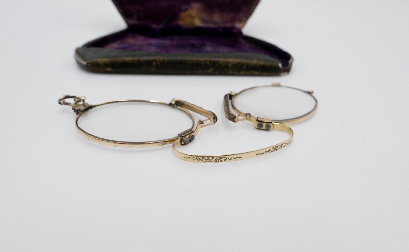 Antik um 1890 Zwicker Kneifer Brille Lesebrille im Etui 585 Gold - Antikhandel-Stuttgart