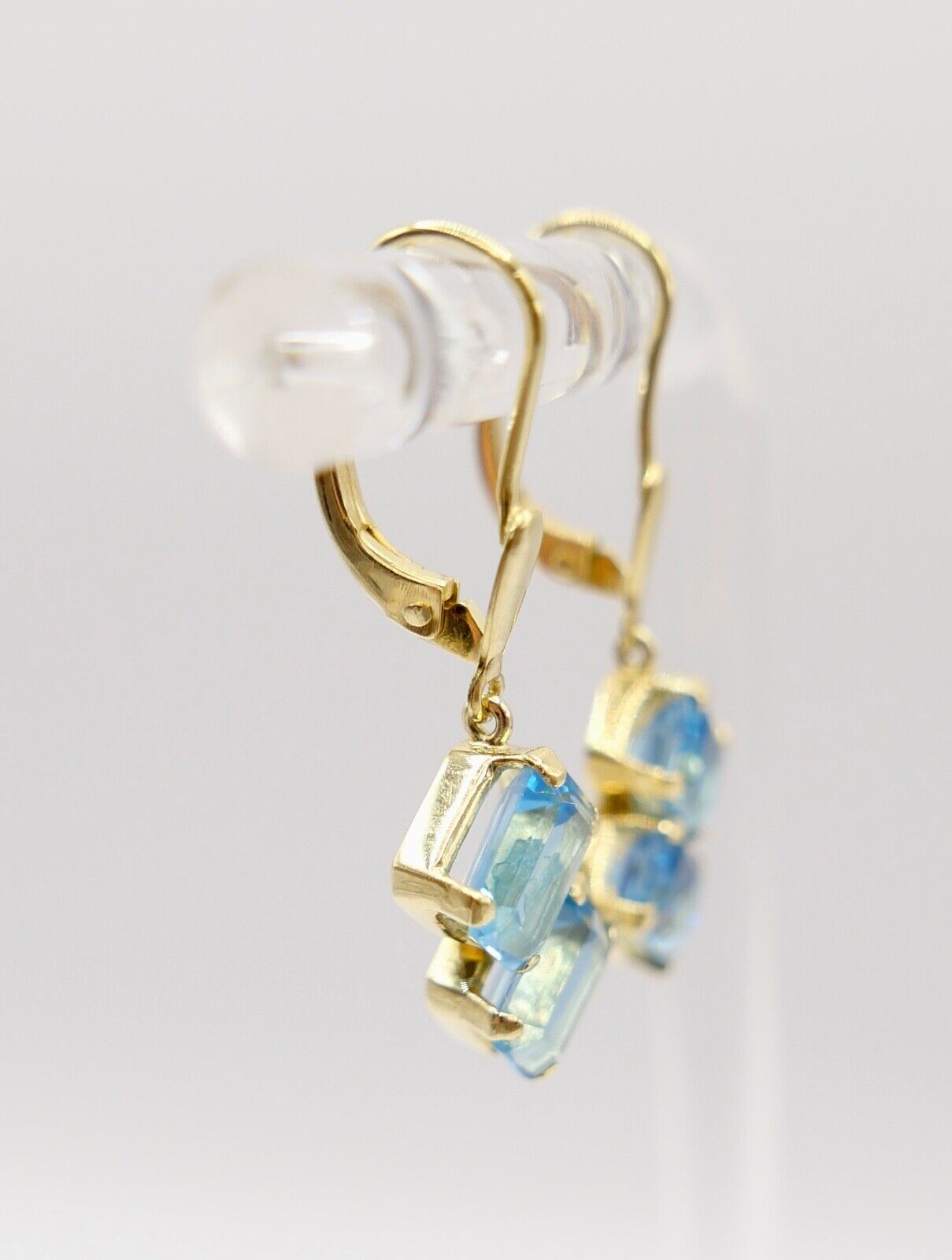 1990er Jahre Blau TOPAS TOPAZ 750 18K Gelbgold GOLD Ohrhänger Ohrringe 3,28 Ctw - Antikhandel-Stuttgart