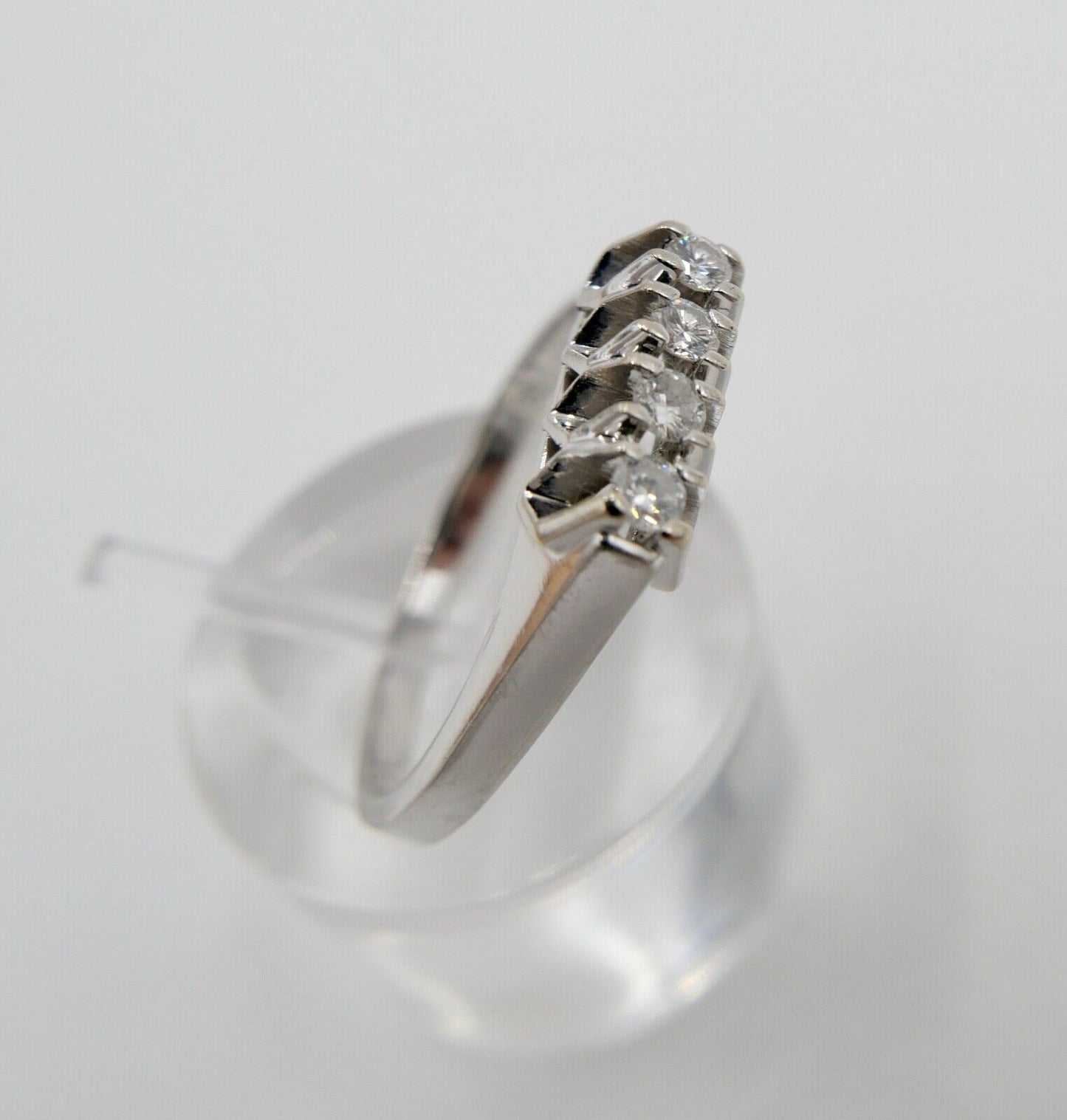 70er Jahre halb memory Weißgold Ring 585 14K mit 4 Diamanten 0,20Ct Gr. 61 - Antikhandel-Stuttgart