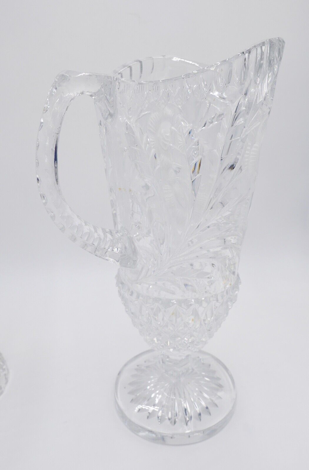 alt vintage Krug Karaffe Kanne Pokal Bleikristall geätztes Glas - Antikhandel-Stuttgart