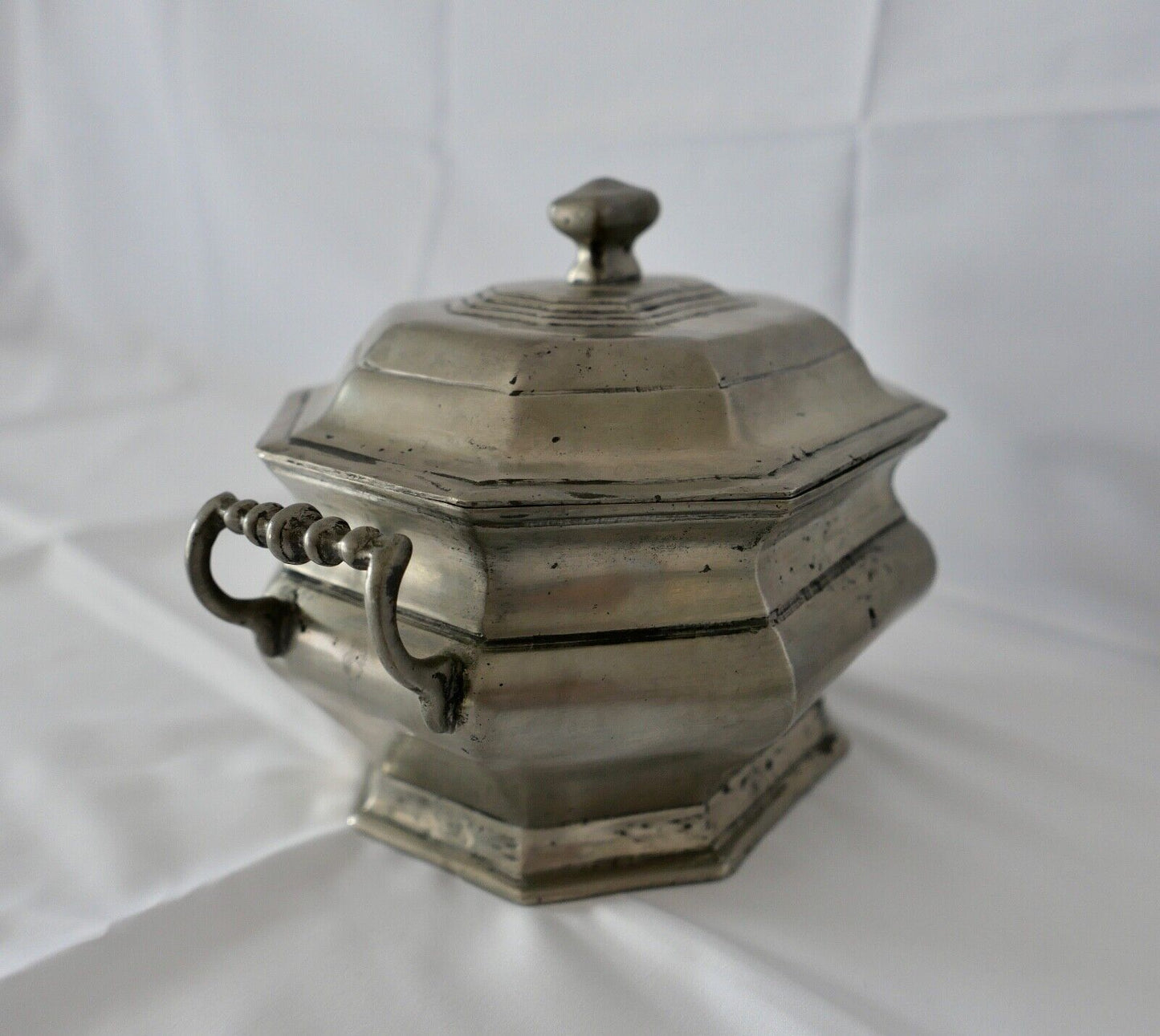 ART DECO 1930er antike ZINN Sandguss Deckelschale Gefäß Schale Deckel Obstschale - Antikhandel-Stuttgart