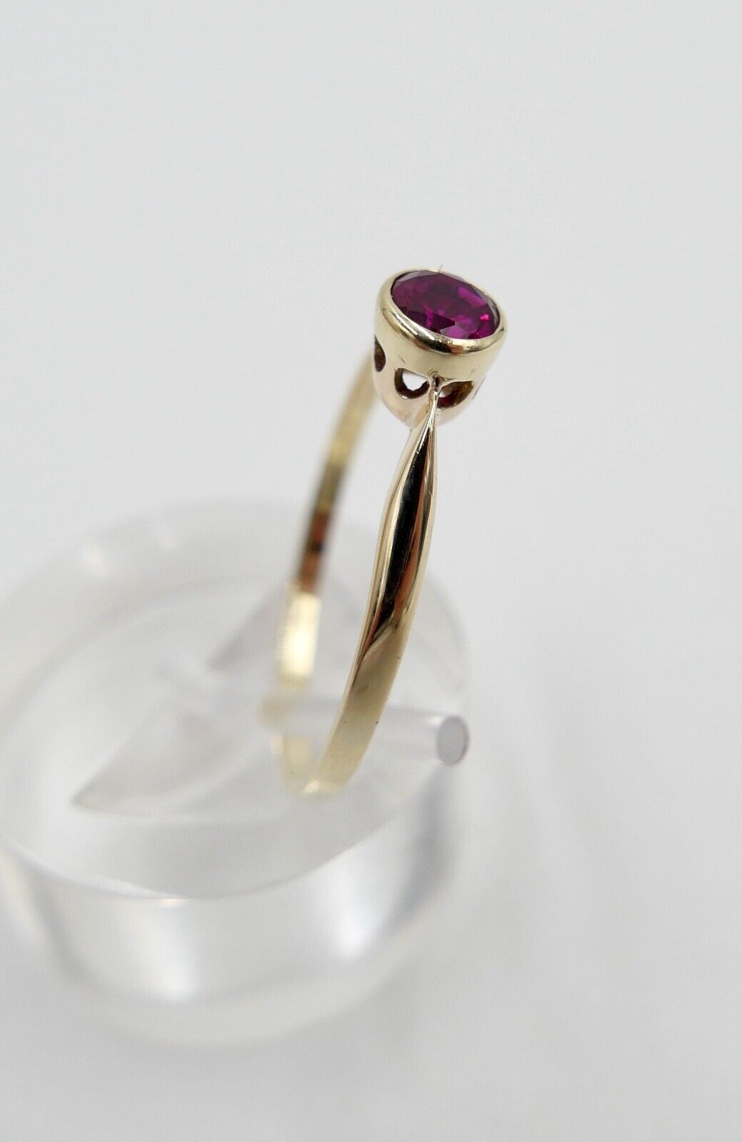 1950er Jahre Damenring Gold 585 / 14K mit synth. Rubin Gr. 59 - Antikhandel-Stuttgart