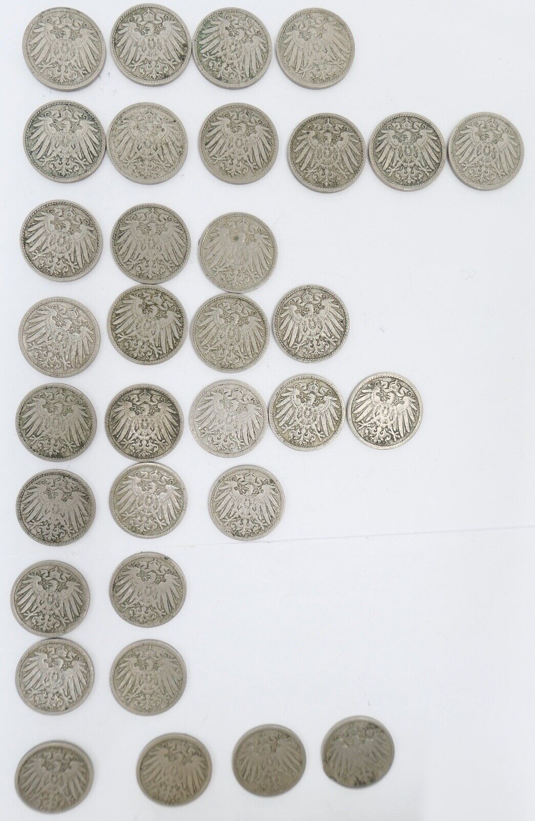33x 5 Pfennig 1890 - 1905 A D E F G J großer Adler Jäger J.12 ss - stg - Antikhandel-Stuttgart
