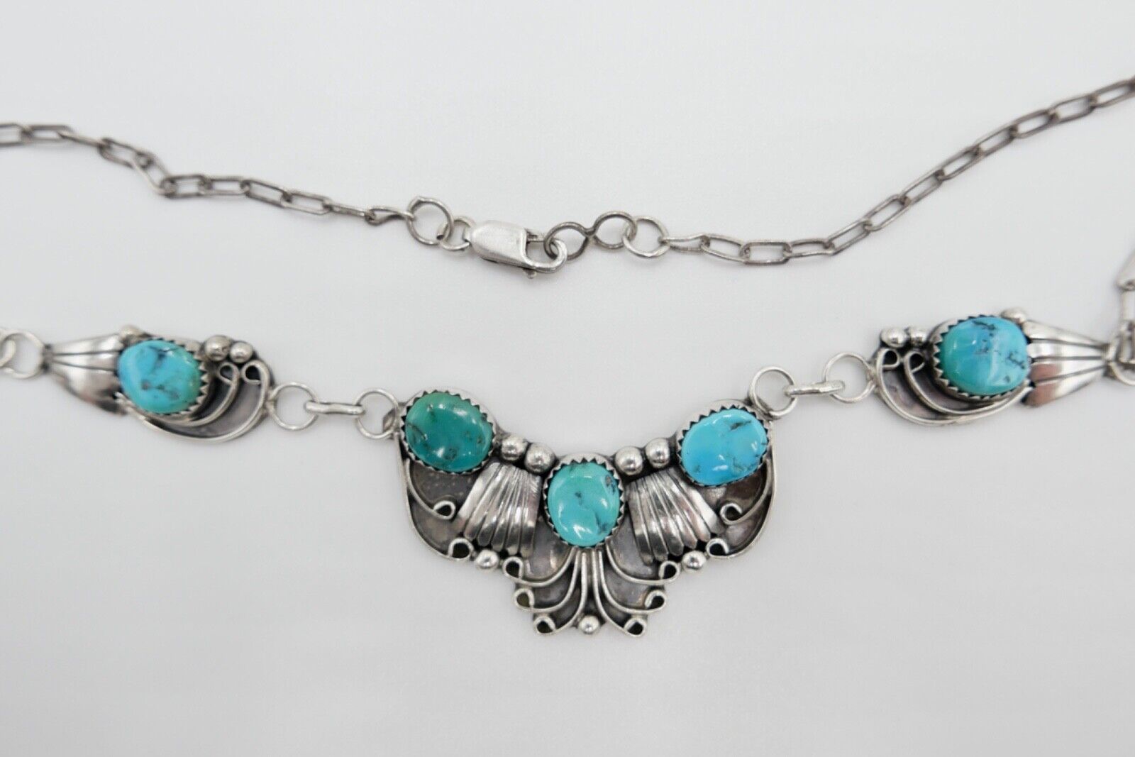 1970er Jahre Kette / Collier JWK John W. Kessler 925 Sterling Silber mit Türkis - Antikhandel-Stuttgart