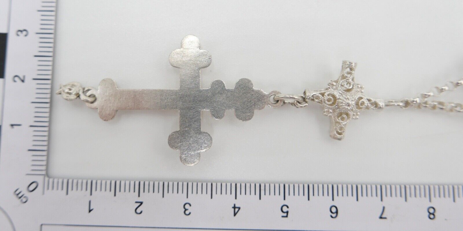 Antiker Filigraner Rosenkranz / Gebetskette Kreuz Silber um 1870 - Antikhandel-Stuttgart