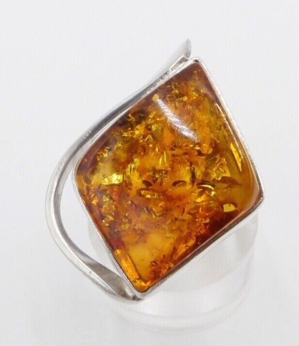 BernsteinDesigner Ring 80er Jahre Silber 925 Gr. 60 Frauenkopf G Danzig Polen - Antikhandel-Stuttgart