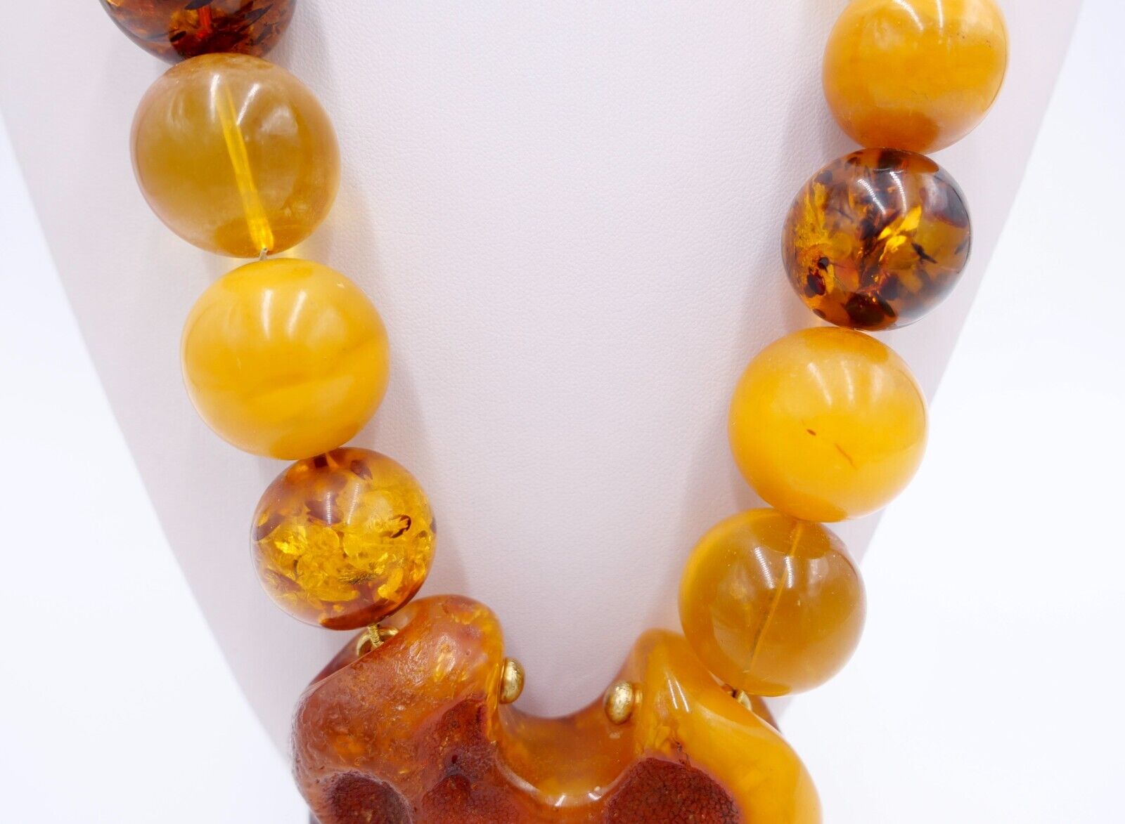 Vintage XXL Bernstein butterscotch Kette Collier Amber 340 Gramm Silber Magnet - Antikhandel-Stuttgart