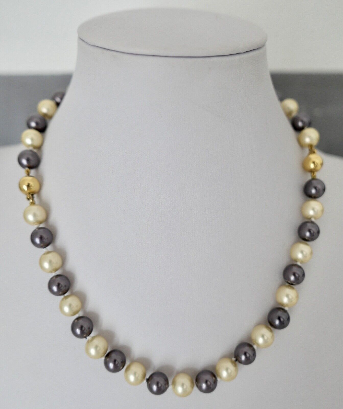 SET Perlenkette Armband individuell Perlen Gold JKa 375 /9K pearl Ø 7-9 mm 75 cm - Antikhandel-Stuttgart