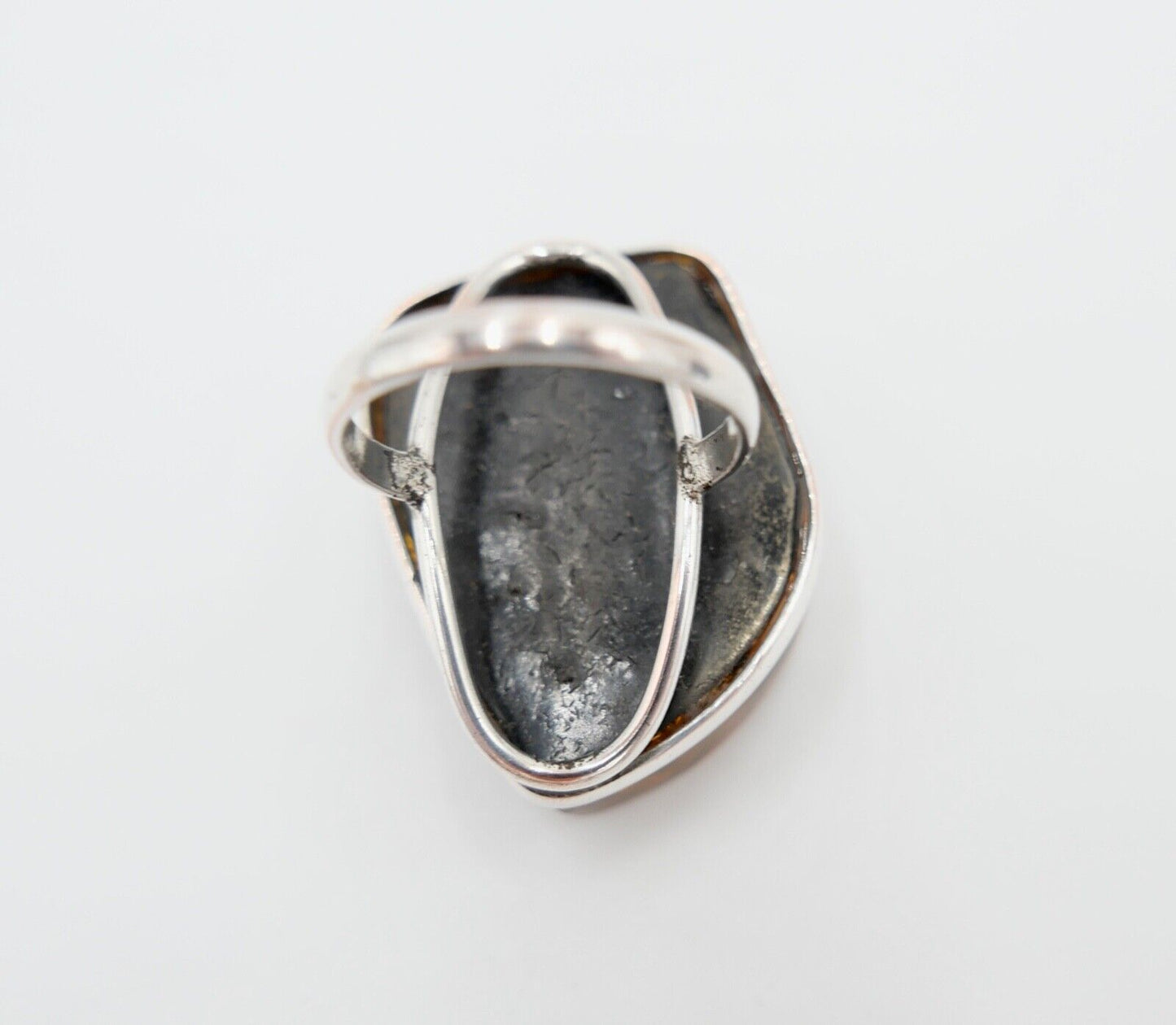 Bernstein Designer Ring Gr. 57 Silber - Antikhandel-Stuttgart