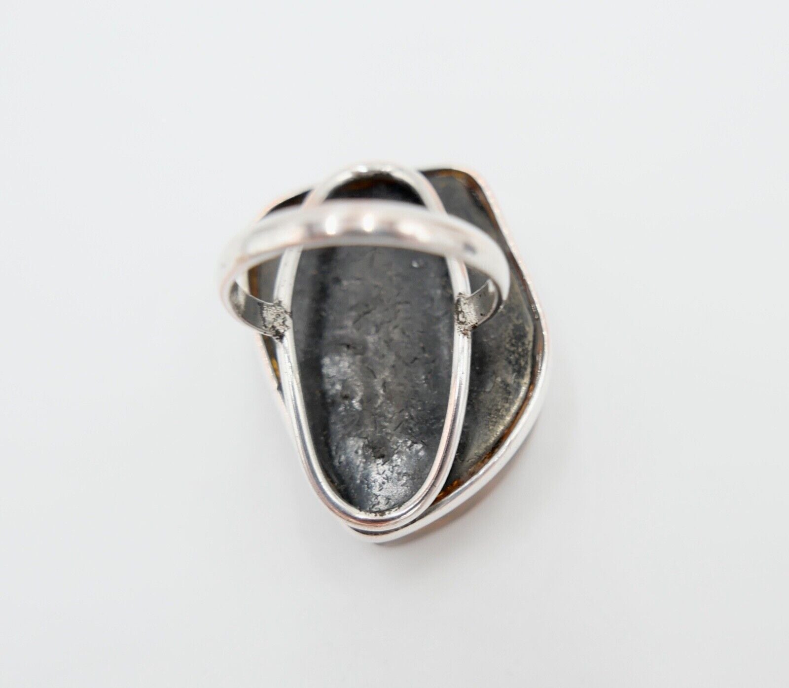 Bernstein Designer Ring Gr. 57 Silber - Antikhandel-Stuttgart