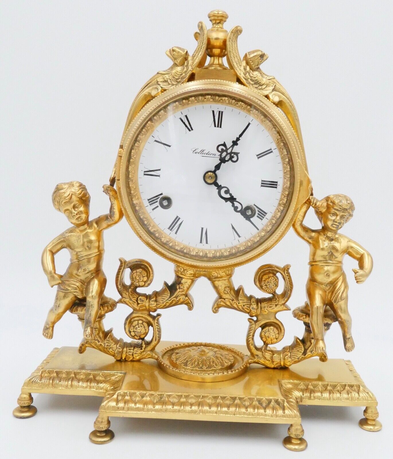 Collection D'Art Frankreich Kaminuhr Tischuhr 8 Tage Kinder Motiv 1960 vergoldet - Antikhandel-Stuttgart