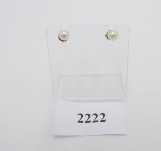 80er Jahre Gelbgold Zucht Perlen Ohrringe Ohrstecker 333 / 8K Perle Ø 5,0 mm - Antikhandel-Stuttgart