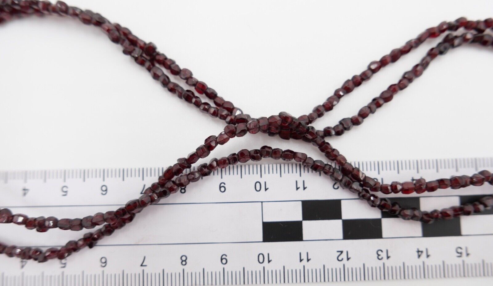 Altes Collier / Kette 88cm Rotgold 585 14K Gold mit Granat - Antikhandel-Stuttgart