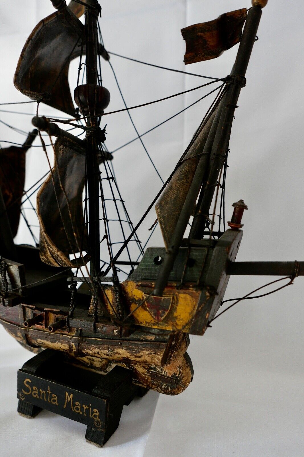 altes Holz Segelschiff Schiffsmodell " Santa Maria " Christoph Columbus 41x43 cm - Antikhandel-Stuttgart