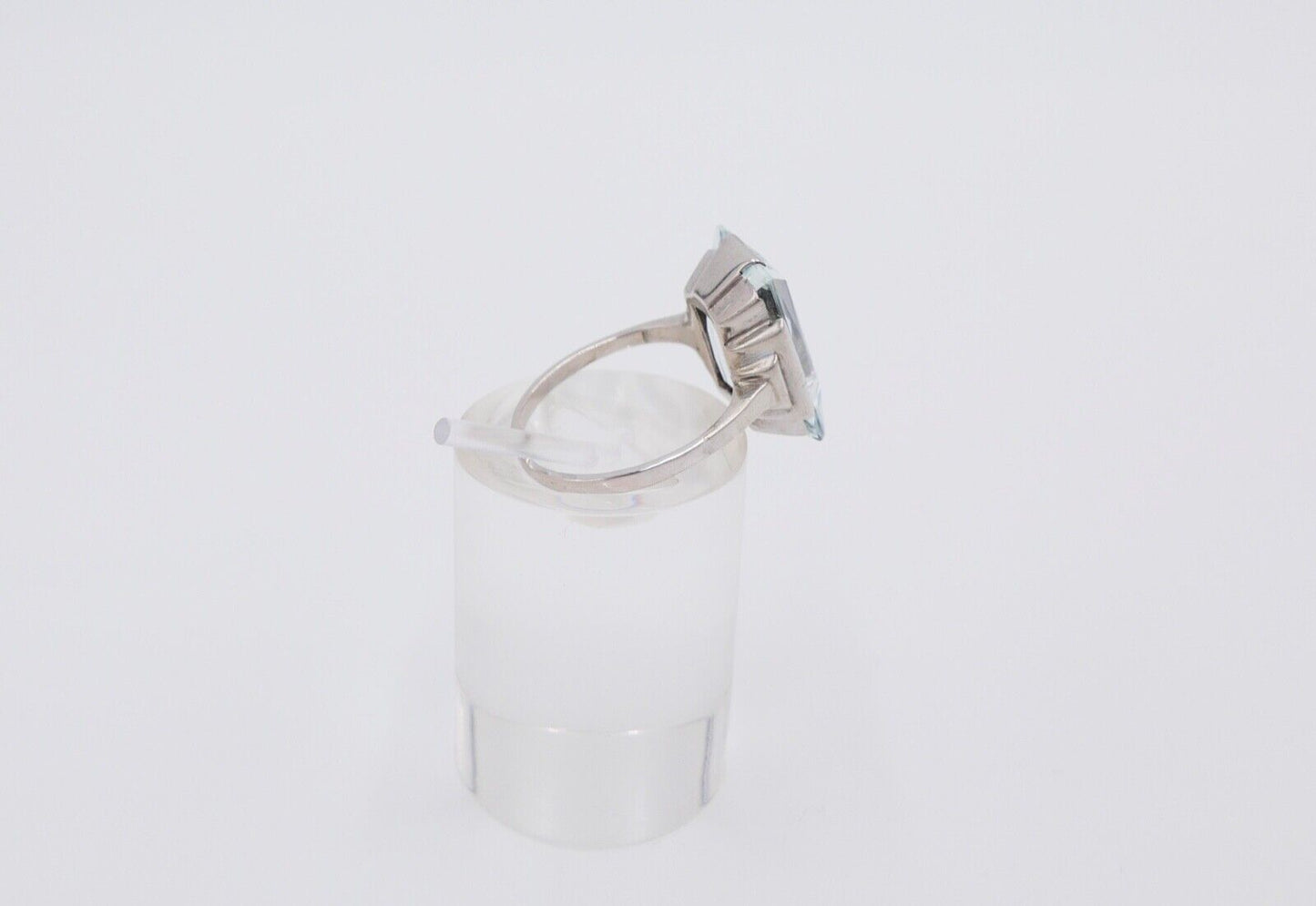 13 Ct Solitär Weißgold Gold Damen Ring 585 14K Natürlicher Aquamarin Gr53-54 TOP - Antikhandel-Stuttgart