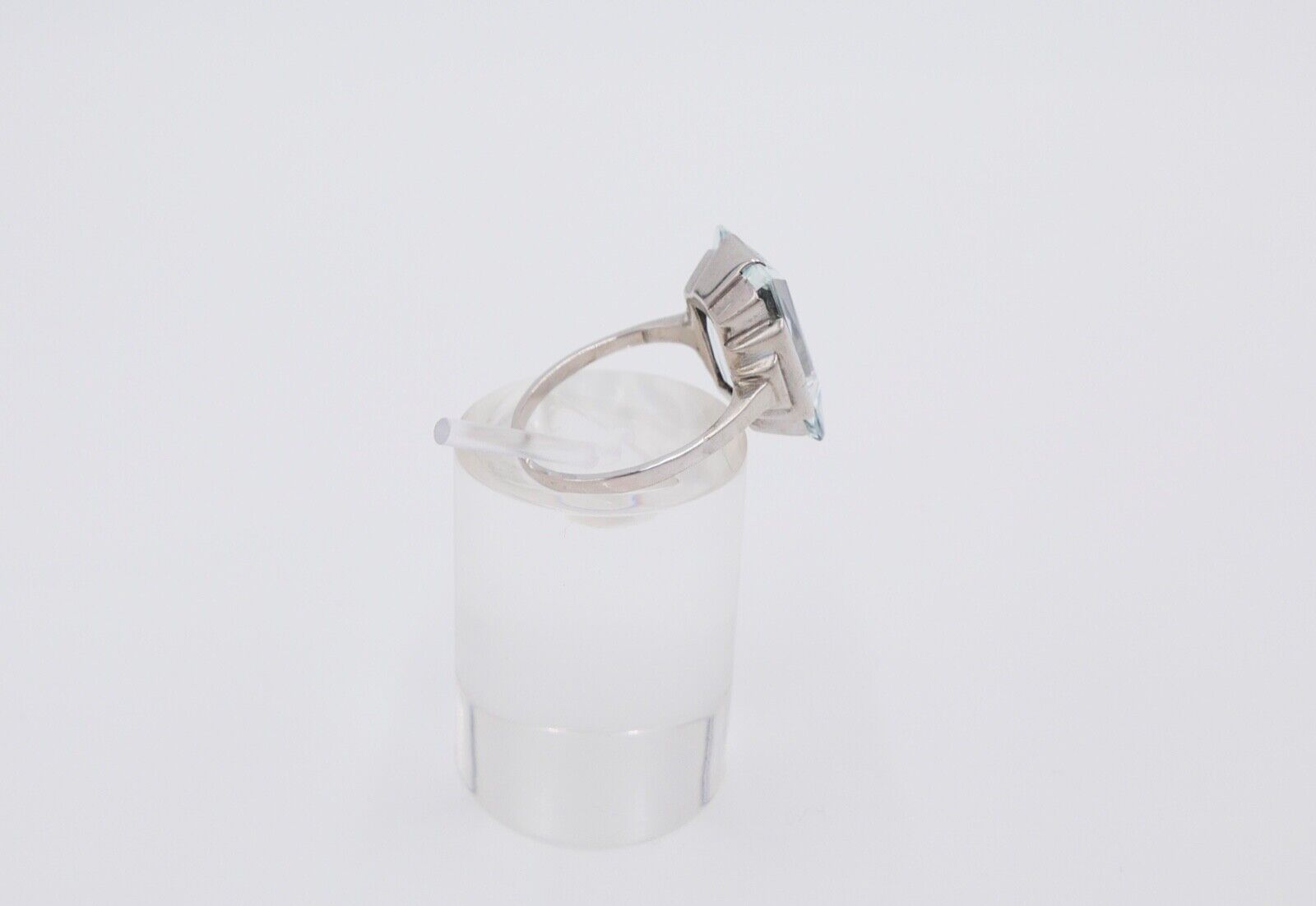 13 Ct Solitär Weißgold Gold Damen Ring 585 14K Natürlicher Aquamarin Gr53-54 TOP - Antikhandel-Stuttgart