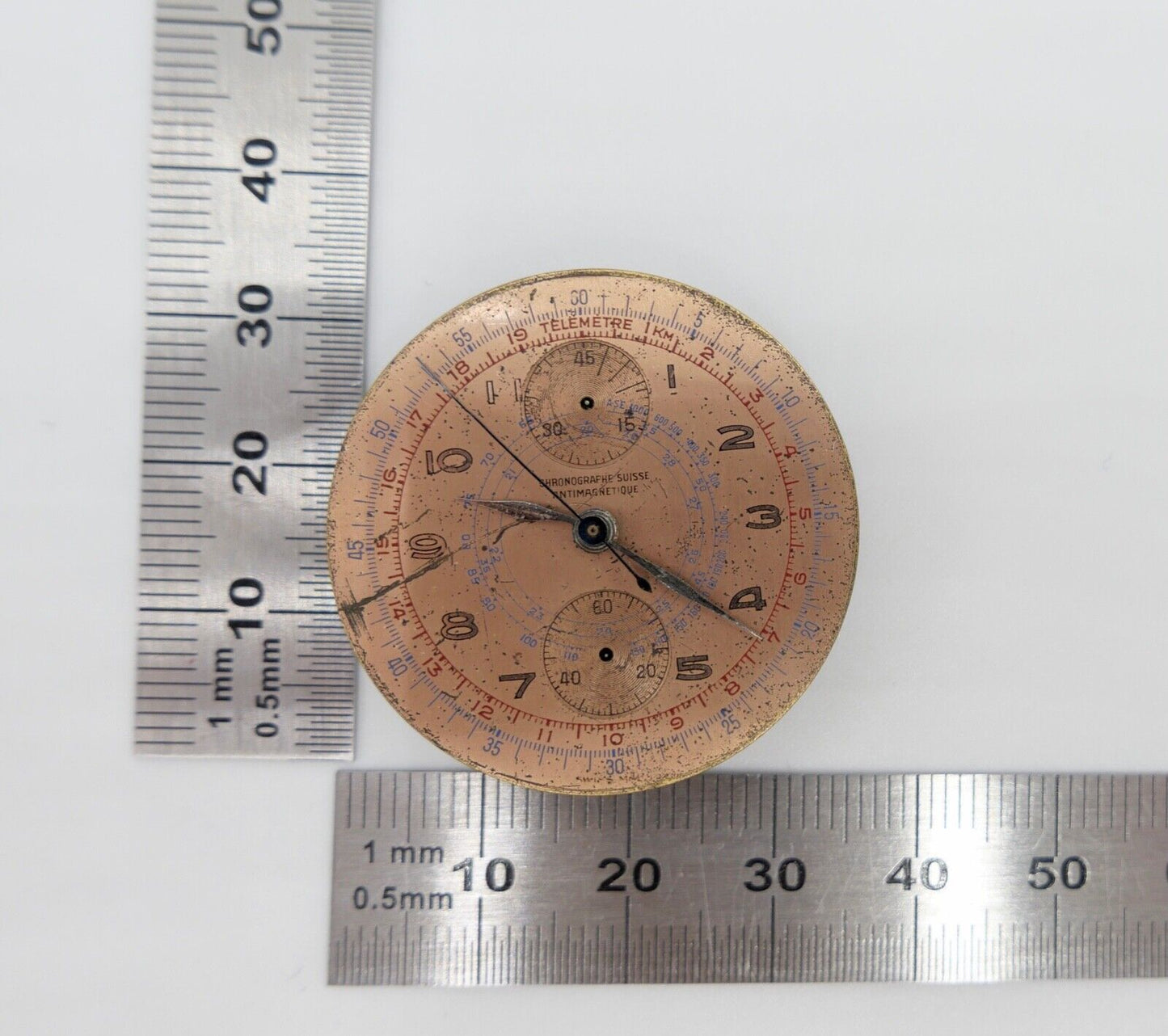 ERSATZTEIL Cal. Venus 170 Uhrwerk Ziffernblatt Chronographe Swiss Antimagnetique - Antikhandel-Stuttgart