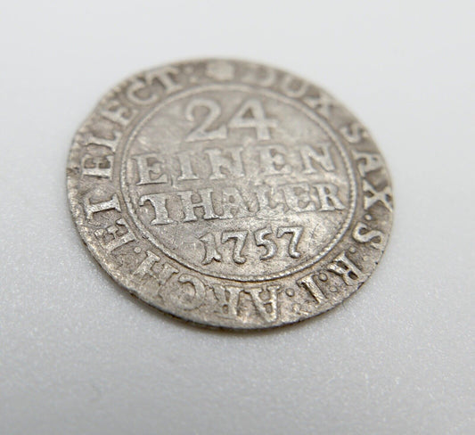 1/24 Taler Sachsen Albertinische Linie 1757 Friedrich August II. Silber - Antikhandel-Stuttgart