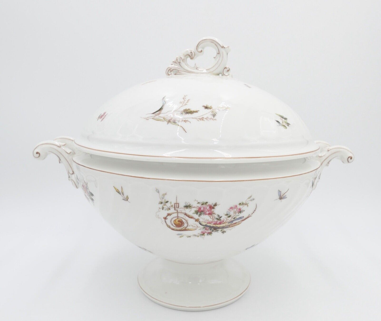 um 1900 große JUGENDSTIL XL Suppenterrine florales Dekor Blumenmuster Gravur - Antikhandel-Stuttgart