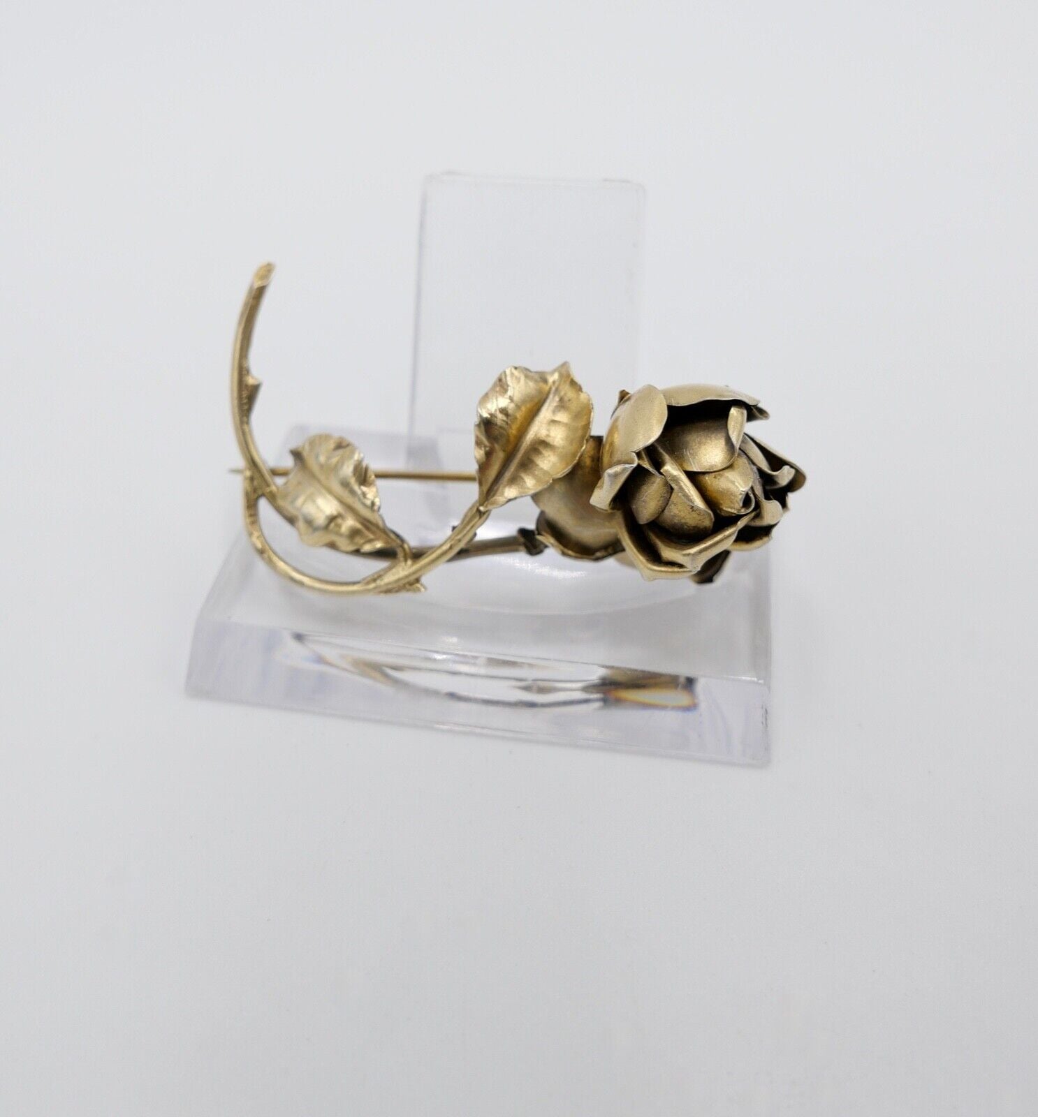 antike Brosche 40er Jahre Rosen Stabbrosche vergoldet Punze Ges. Gesch - Antikhandel-Stuttgart