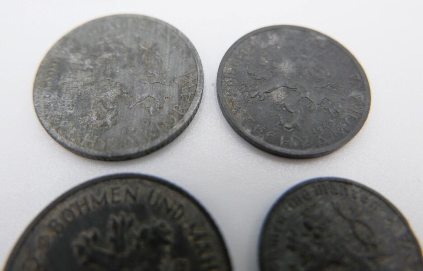 4 Münzen Protektorat Böhmen und Mähren HELLER / KRONE 1942 1943 1944 - Antikhandel-Stuttgart