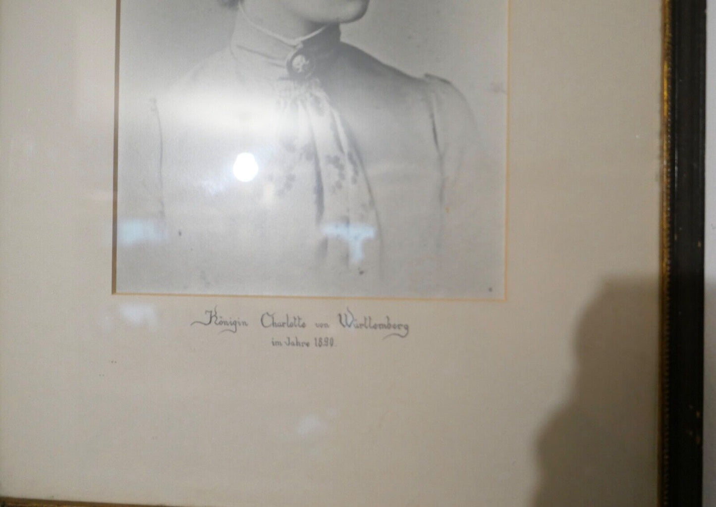 Porträt Druck der Königin Charlotte von Württemberg Jahre 1890 Rahmen 40x30cm - Antikhandel-Stuttgart