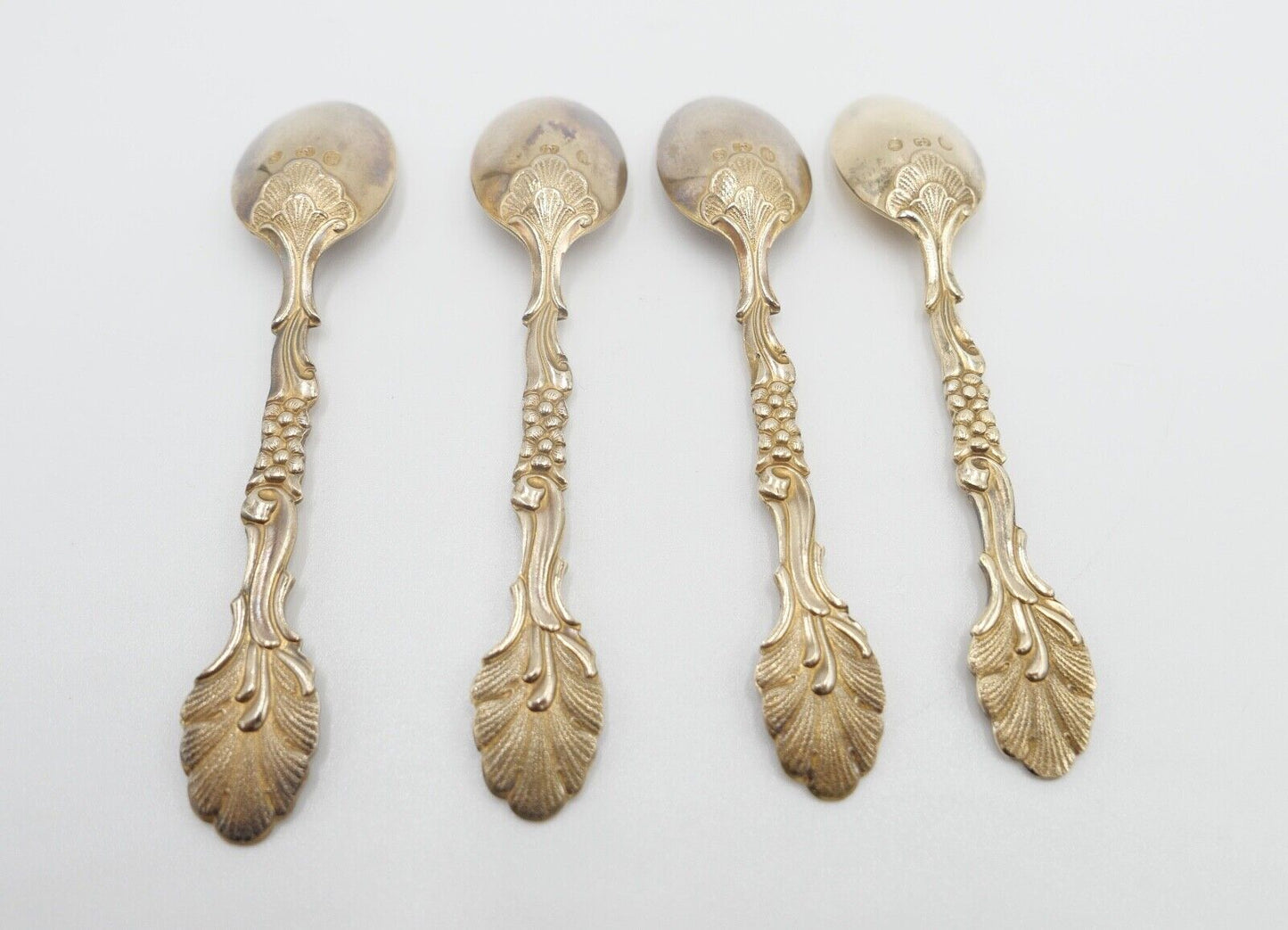 1947 Dänemark Johannes Siggaard 830 Silber vergoldet Mokka Löffel 4 Stück - Antikhandel-Stuttgart