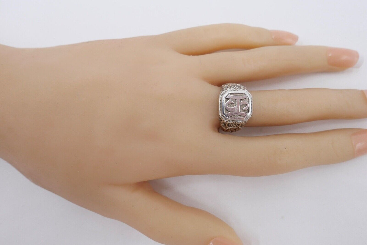 Massiver Jugendstil Siegelring Monogramm HS Herrenring Ring 800 Silber Gr. 56 - Antikhandel-Stuttgart