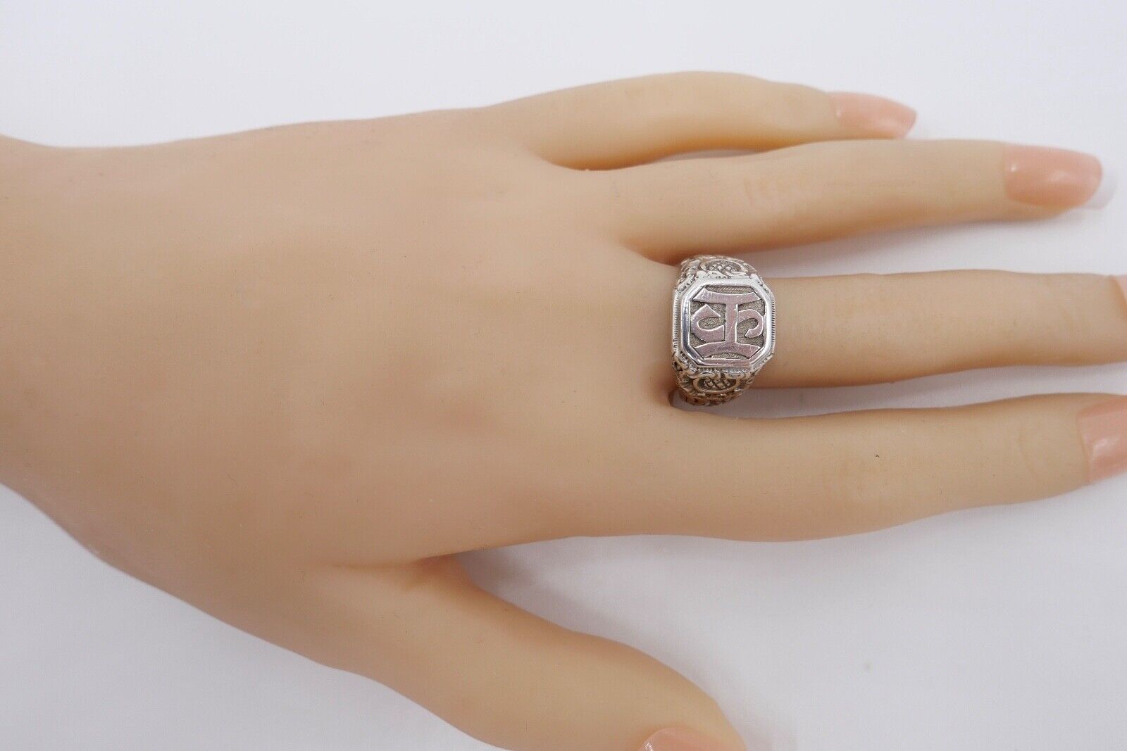 Massiver Jugendstil Siegelring Monogramm HS Herrenring Ring 800 Silber Gr. 56 - Antikhandel-Stuttgart