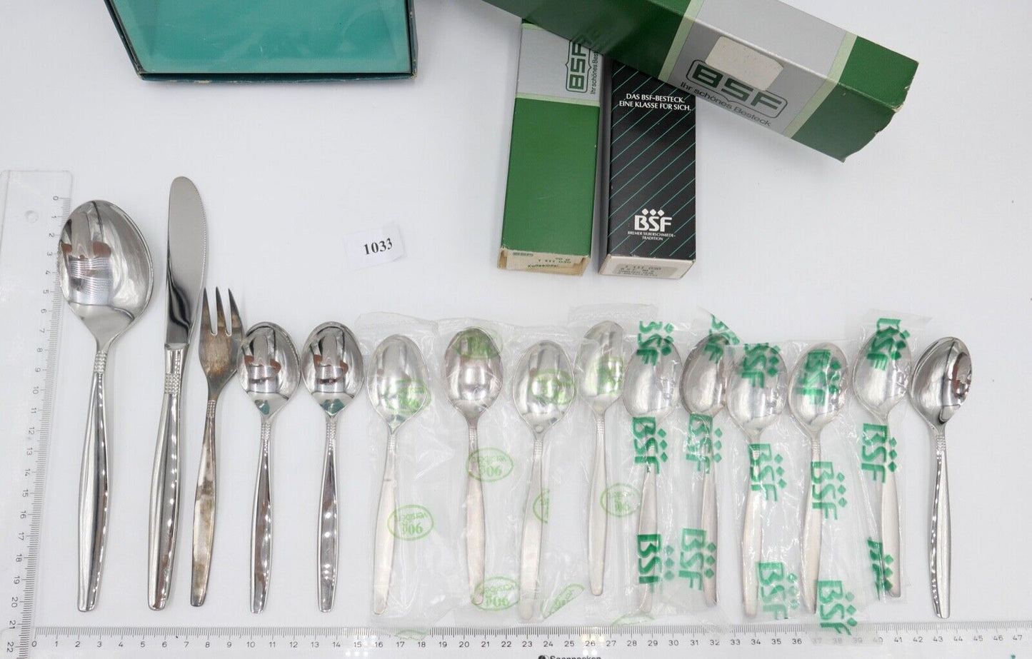 - NEU - OVP - 17 Teile BSF 111 DÄNISCH PERL 90er Silber versilbert Besteck - Antikhandel-Stuttgart