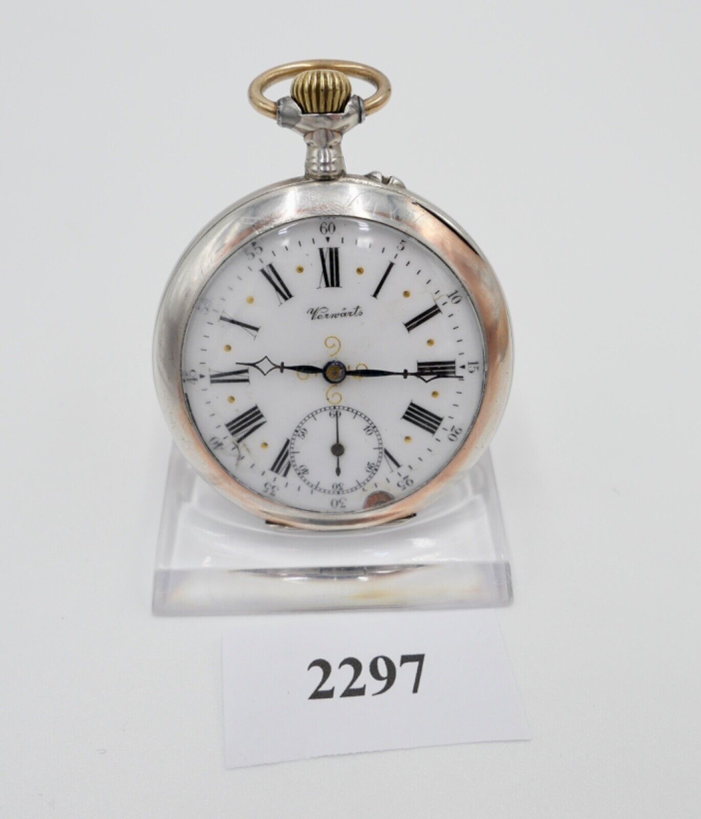 VORWÄRTS Open Face 800 Silber Taschenuhr um 1900 K&CI Schweiz - Antikhandel-Stuttgart