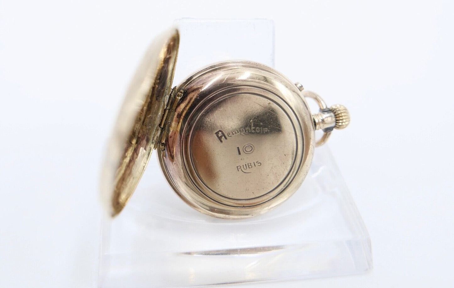 antike Taschenuhr um 1900 Arnold Weber 585 / 14K GOLD 30mm florale Malerei - Antikhandel-Stuttgart