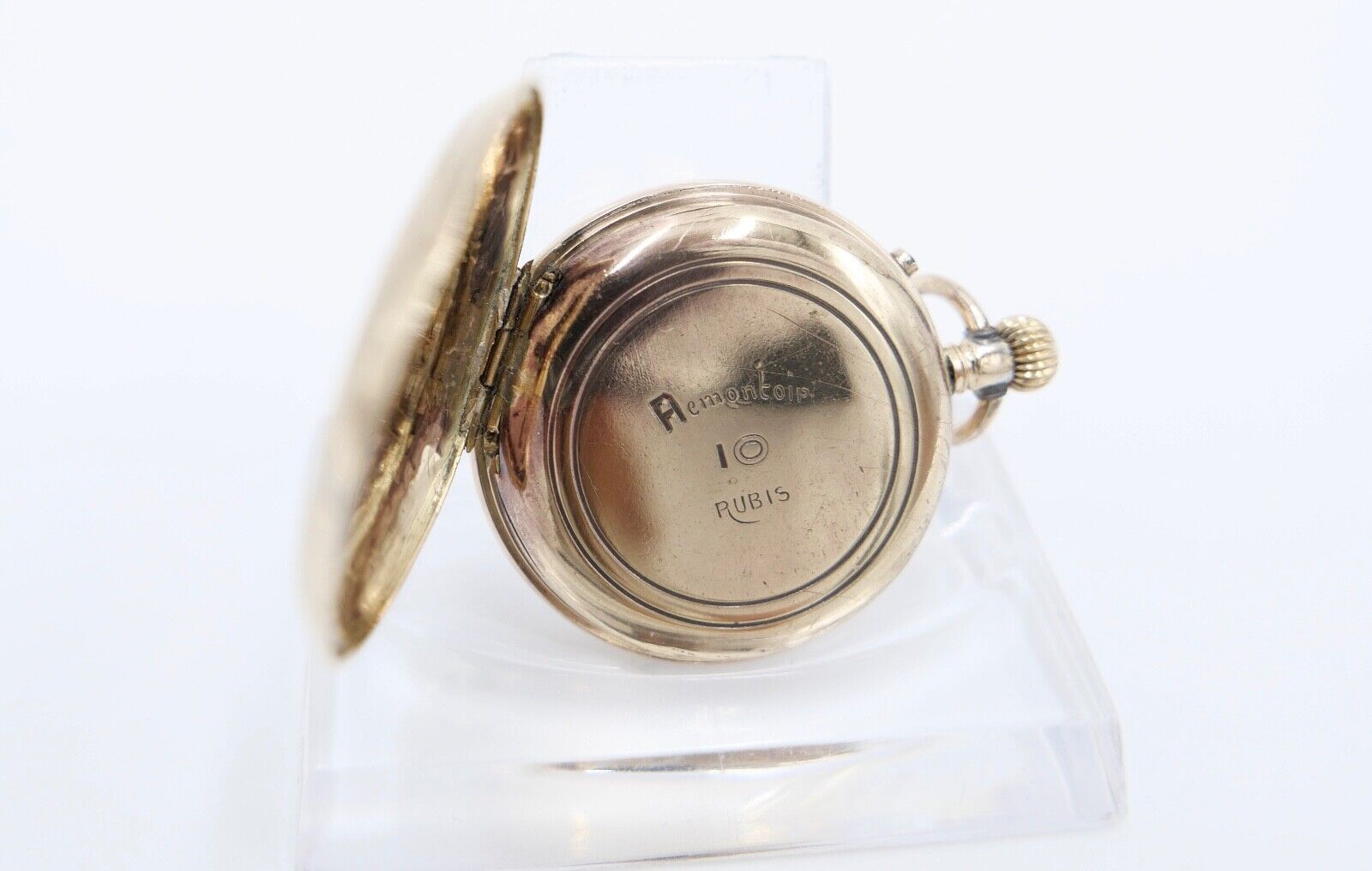 antike Taschenuhr um 1900 Arnold Weber 585 / 14K GOLD 30mm florale Malerei - Antikhandel-Stuttgart