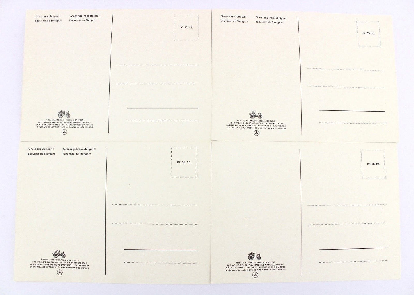 4 seltene Alte Künstler Postkarten Mercedes Benz MB Oldtimer OVP 1960er Jahre - Antikhandel-Stuttgart