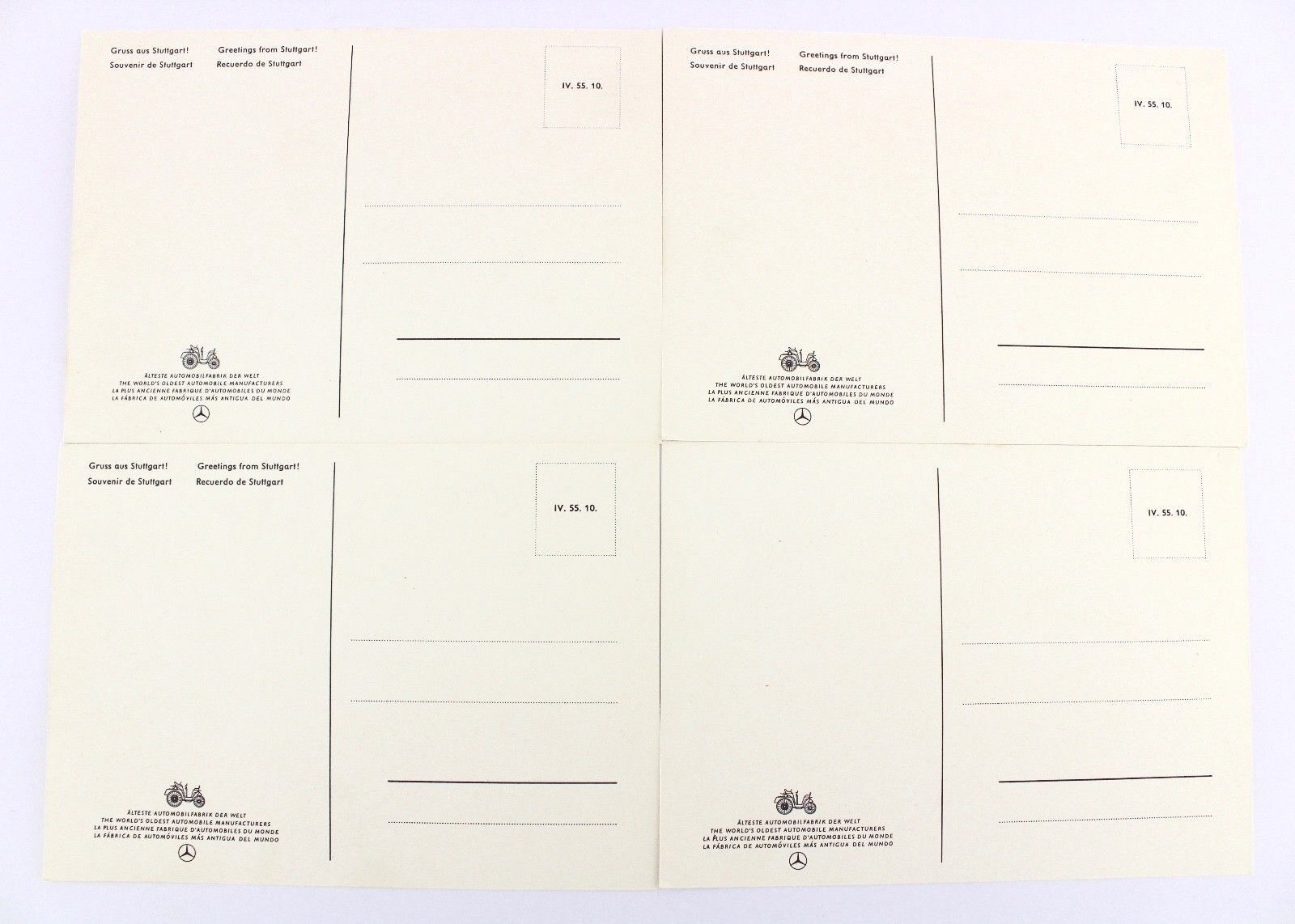 4 seltene Alte Künstler Postkarten Mercedes Benz MB Oldtimer OVP 1960er Jahre - Antikhandel-Stuttgart