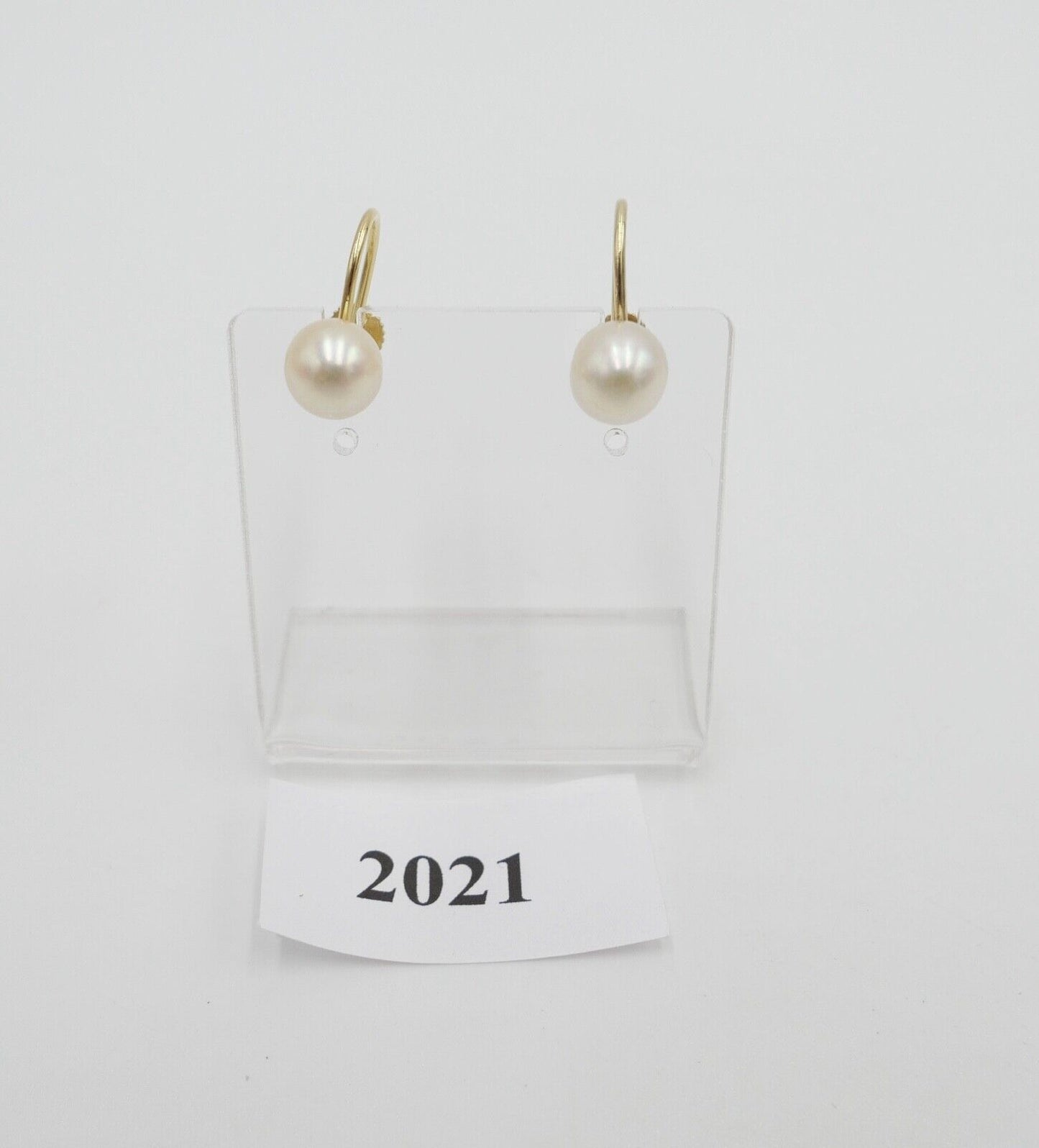 1980er Gelbgold Perlen Ohrringe Ohrstecker 750 585 Schraubverschluss Ø 7,5 mm - Antikhandel-Stuttgart