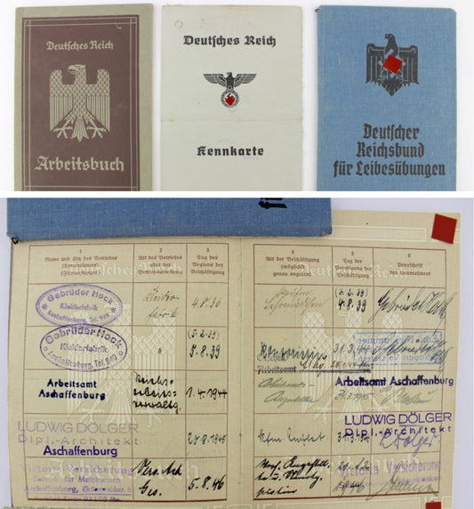 Arbeitsbuch Kennkarte Leibesübung Ahnenpass einer Frau - Antikhandel-Stuttgart