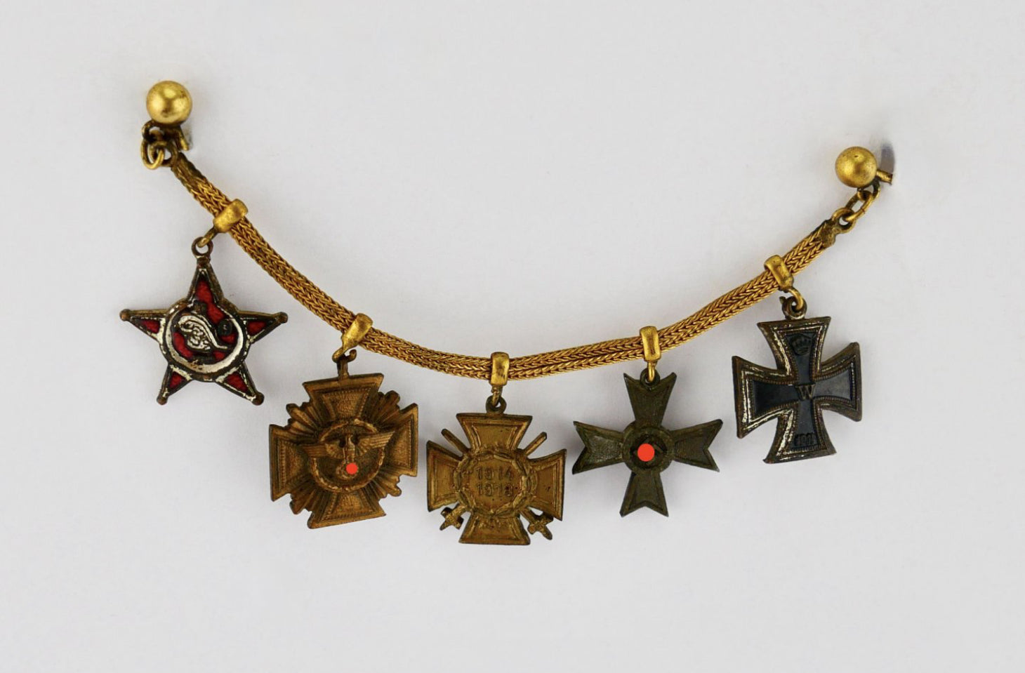 Miniaturkettchen Frackkette Abzeichen EK NSDAP KVK - Antikhandel-Stuttgart